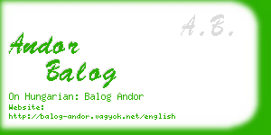 andor balog business card